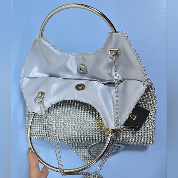 Bebe Silver Rhinestone Handbag - Picture 7 of 10